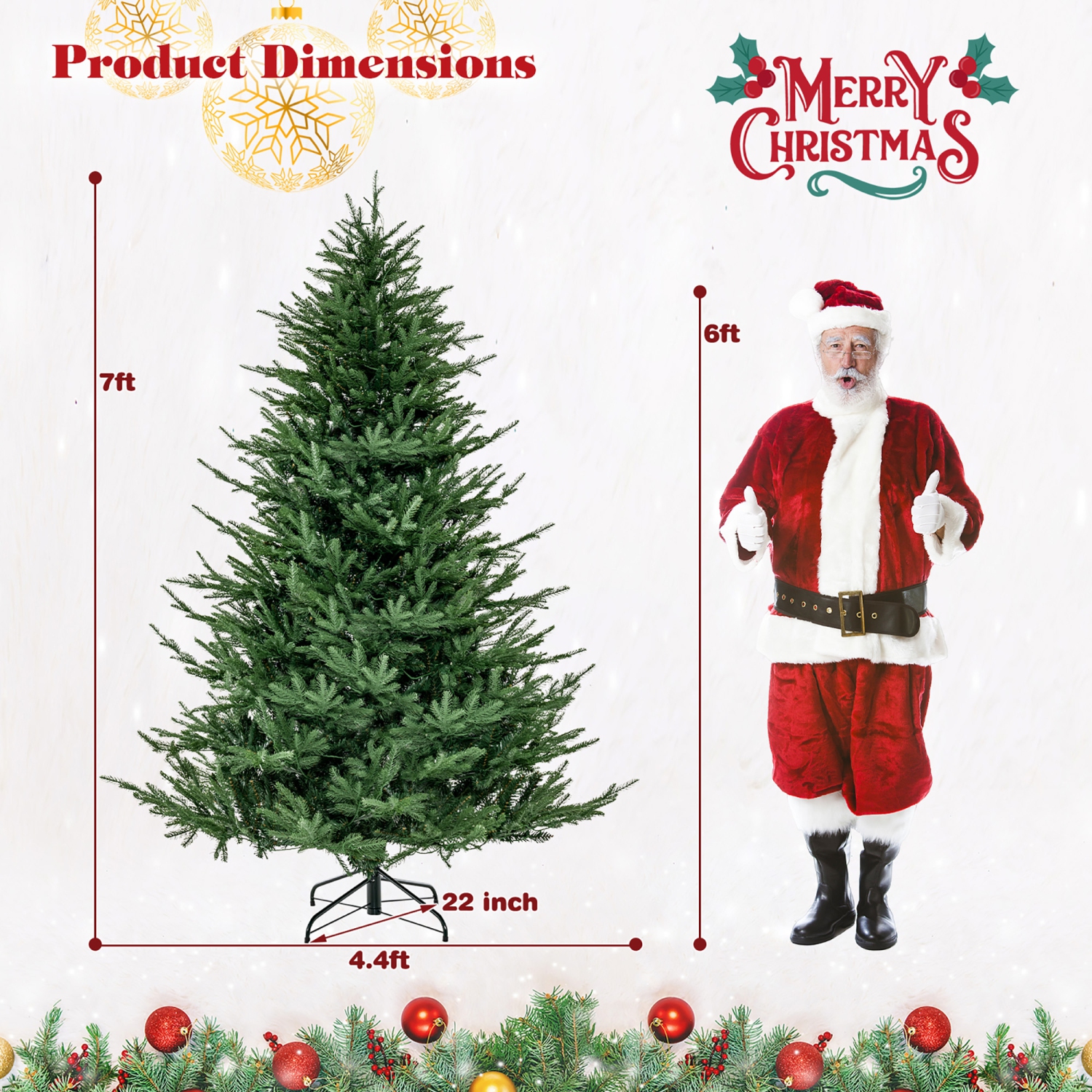Gymax 7 ft pre-lit artificial Christmas tree artificial hinged Christmas tree w/ 380 LED lights & 1130 Branch Tips