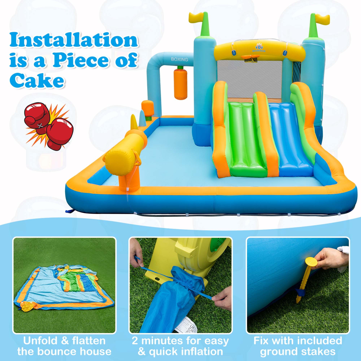 Costway Inflatable Water Slide Giant Kids Bounce House Park Splash Pool without Blower