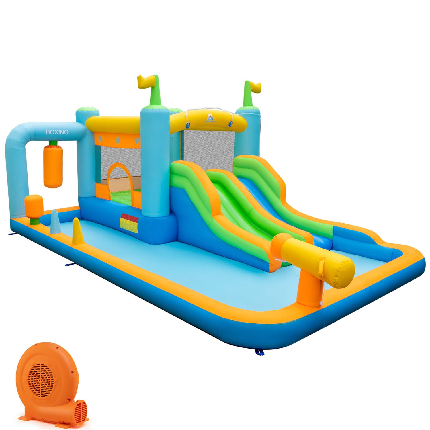 Piscine gonflable géante à glissade d'eau pour enfants Bounce House Park Splash avec ventilateur 680&nbsp;W de Costway