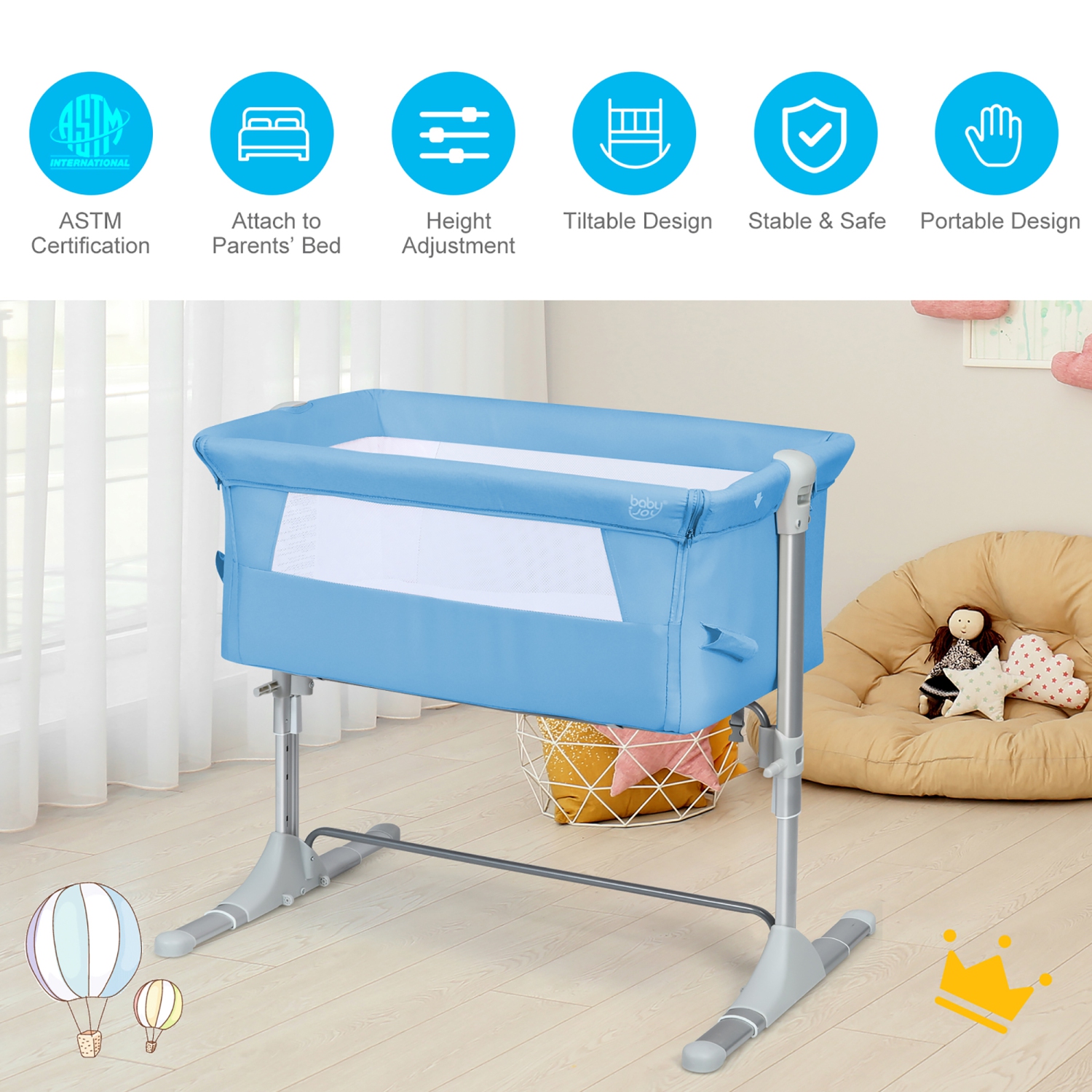 BABY JOY Baby Foldable Travel Crib, 2 in 1 Portable Playpen with Soft –  costzon