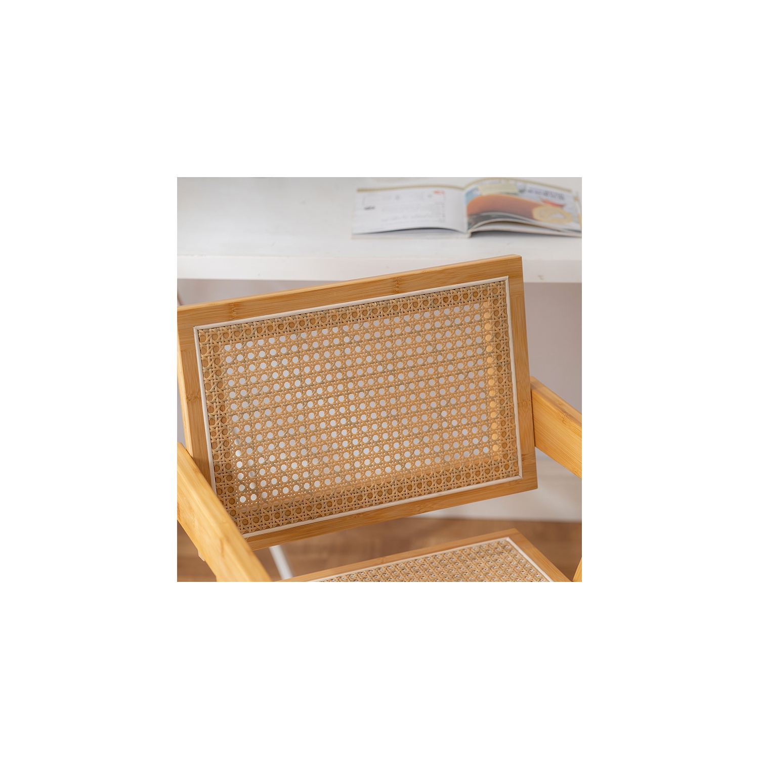 Ensemble de 2 chaises d'appoint en rotin de Costway, cuisine avec cadre en bambou et fauteuil de milieu de siècle