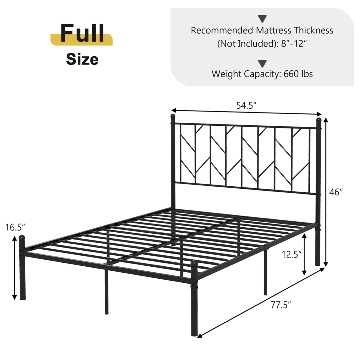 Costway Metal Platform Bed Frame Vintage Headboard Mattress Foundation Black
