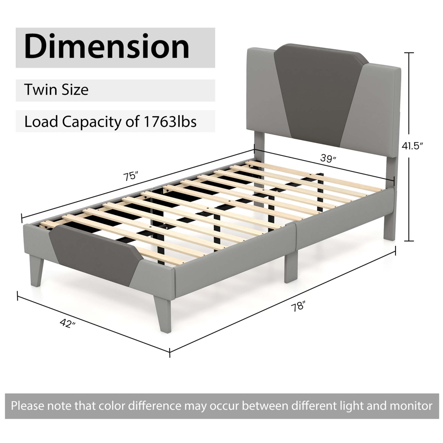 Costway Upholstered Platform Bed Frame Velvet Headboard Mattress Foundation