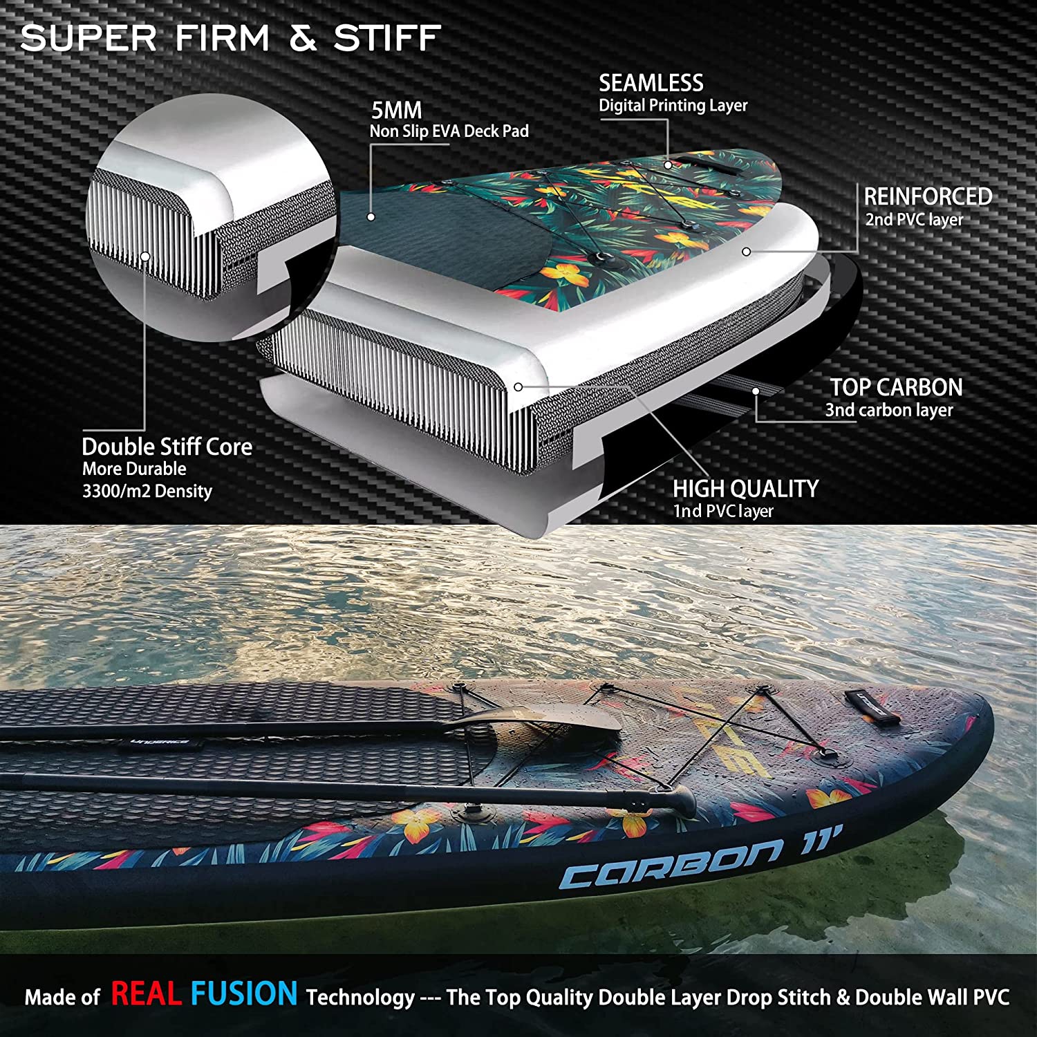 WINGOMART 10.7FT Inflatable Stand up Paddle Board W/ Premium SUP Accessories |upgraded paddle boards W/ 3 Fish Fin |1-2Person Up to 380lb SUP Board