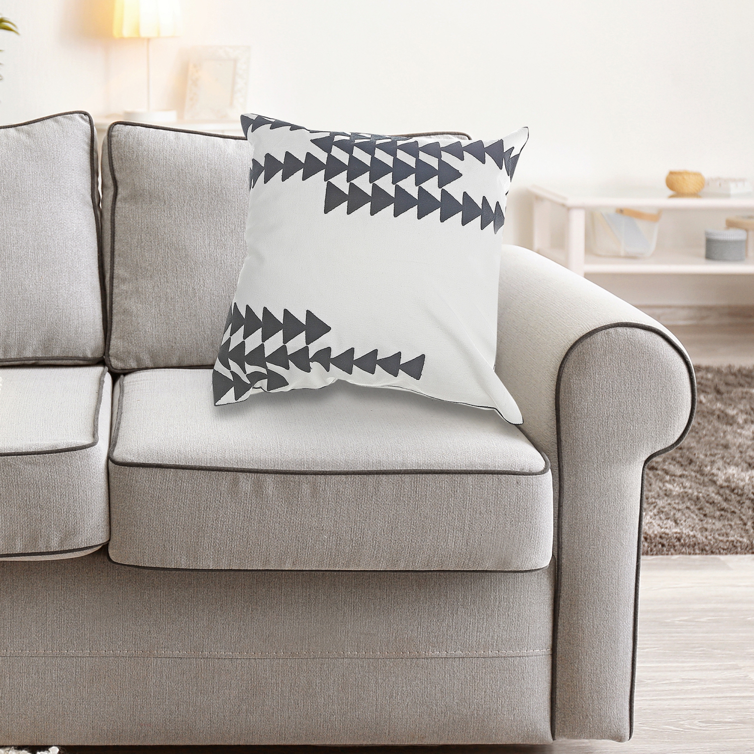 Maison Concepts Polyester Embroidered Arrow Cushion White - Set of 2