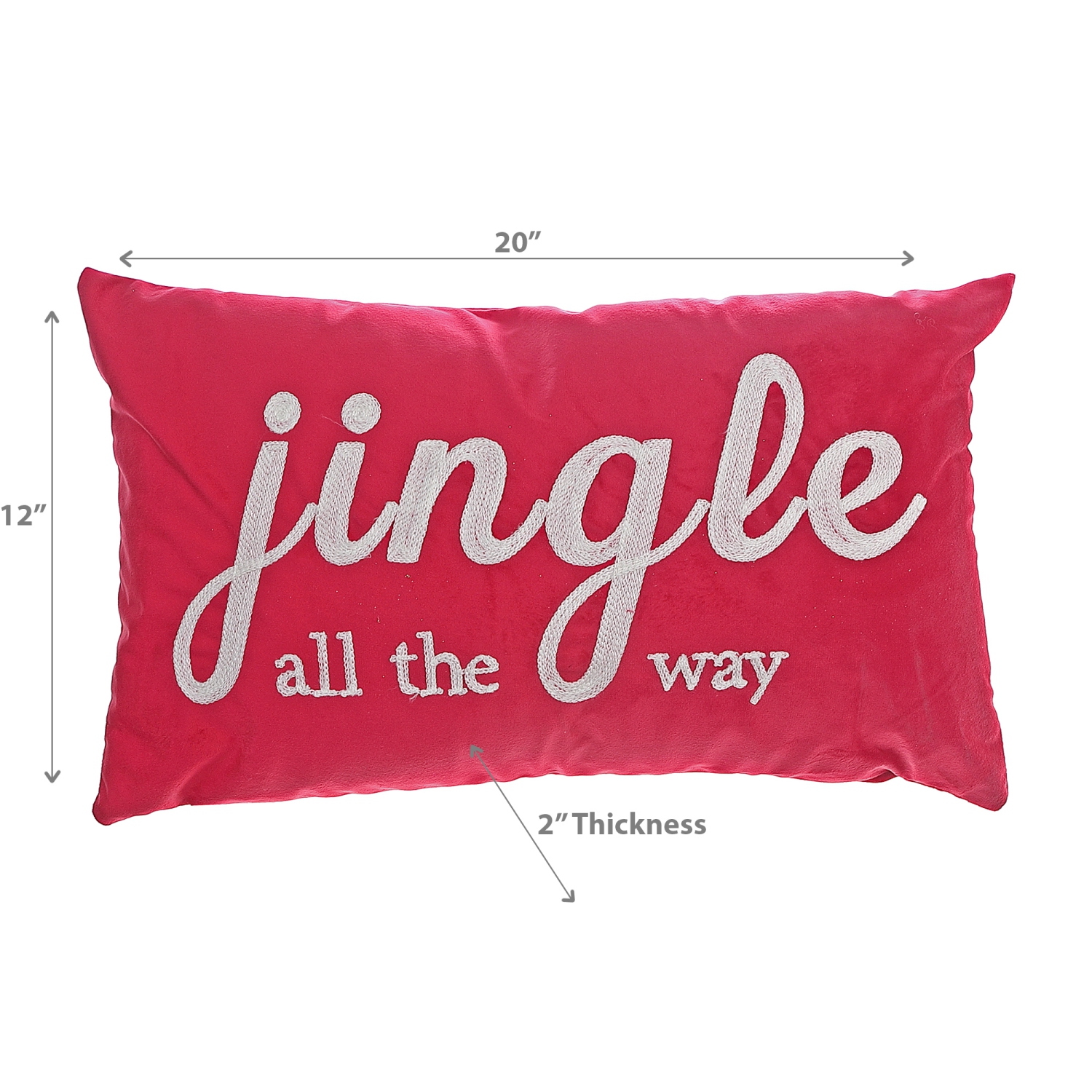 Maison Concepts Christmas Velvet Embroidered Cushion Red Jingle 20X12 - Set of 2