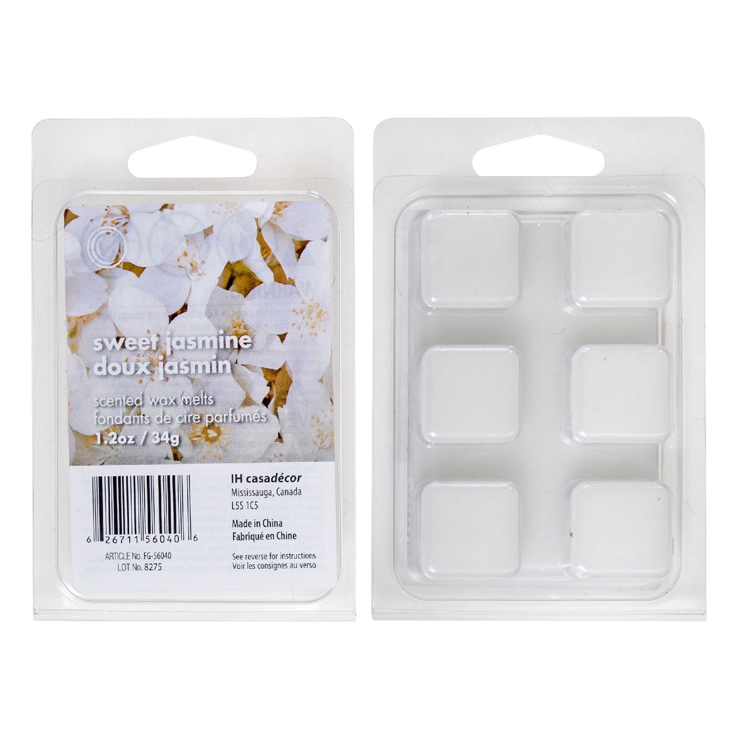 Cubes de cire parfumés Jasmine de 6PK g de Maison concepts - Ensemble de 4