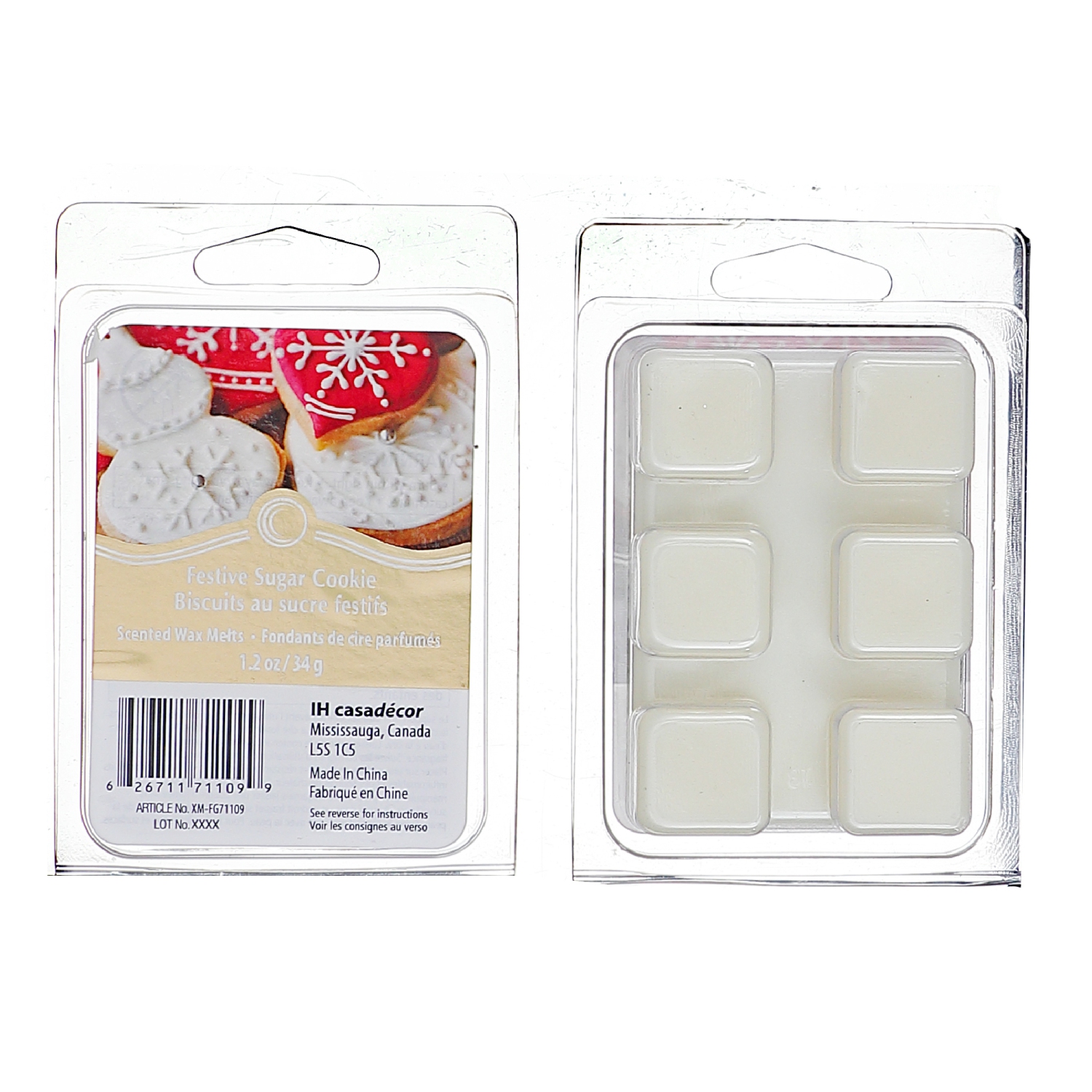 Cubes de cire de Noël 6PK Biscuits au sucre festifs de Maison concepts - Ensemble de 4