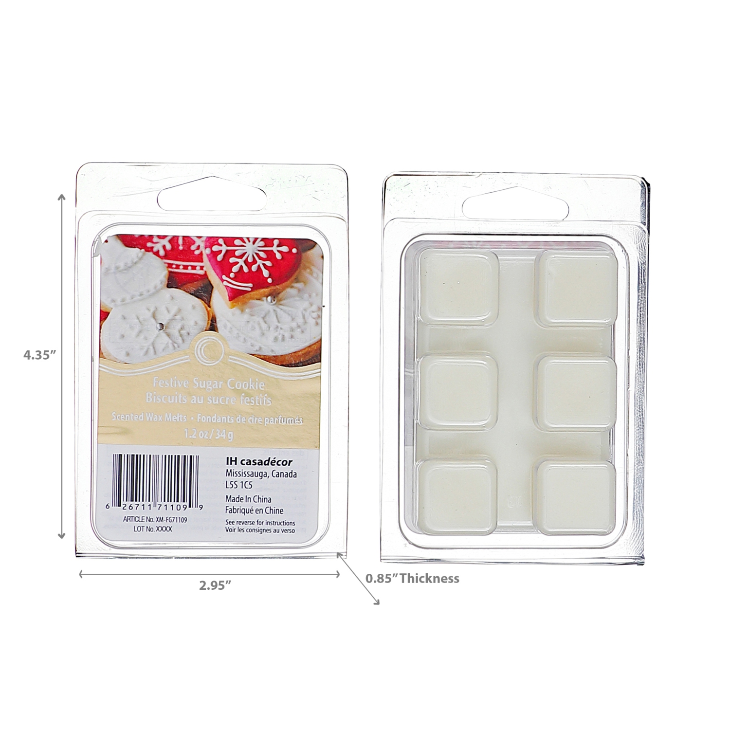 Cubes de cire de Noël 6PK Biscuits au sucre festifs de Maison concepts - Ensemble de 4