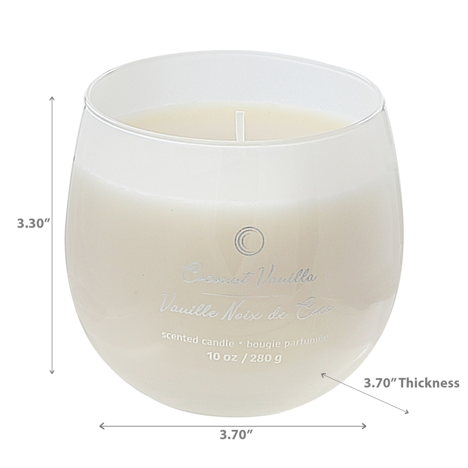 Maison Concepts 10Oz High Gloss Curved Candle Coconut Vanilla