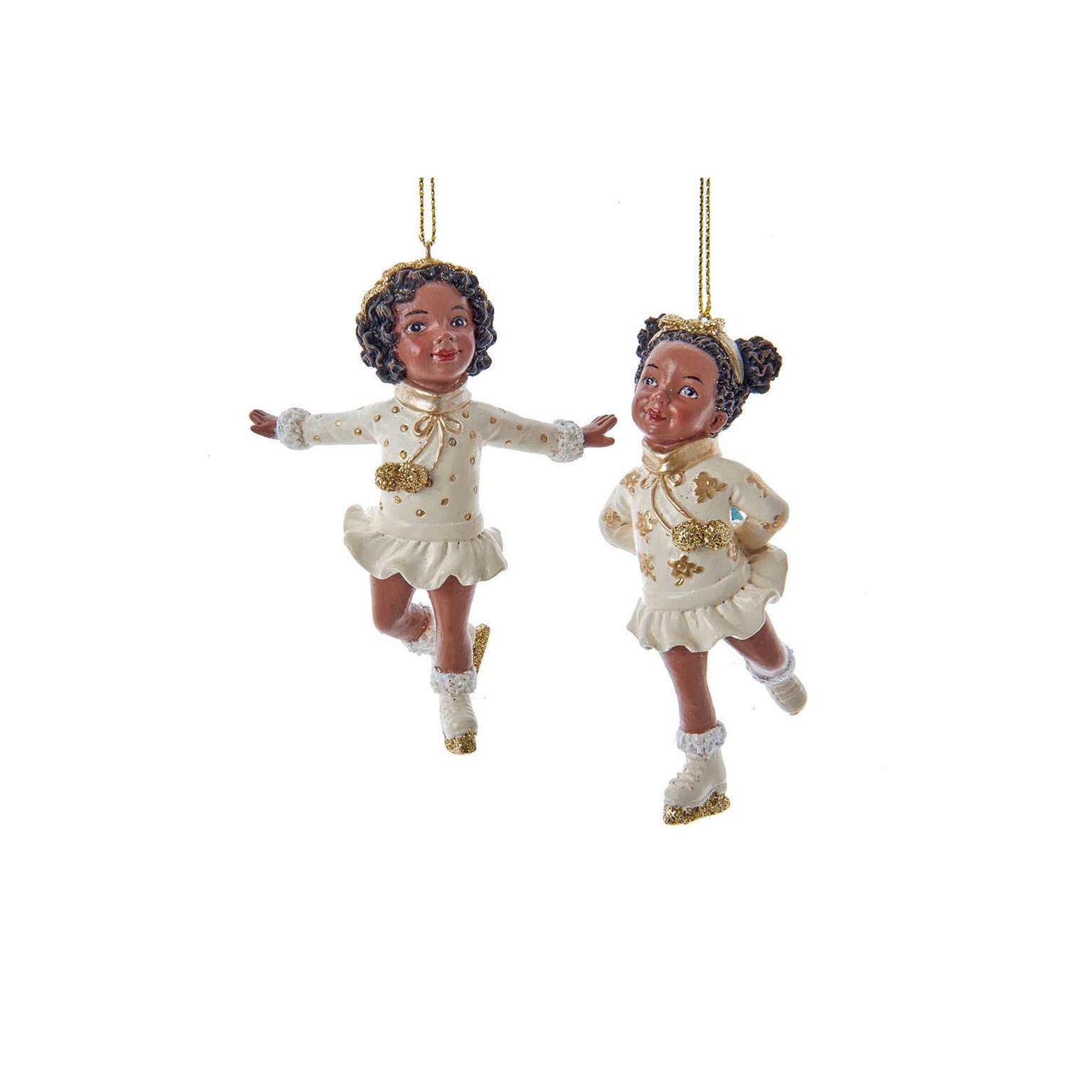 African American Skating Girl Ornaments, 2 Assorted