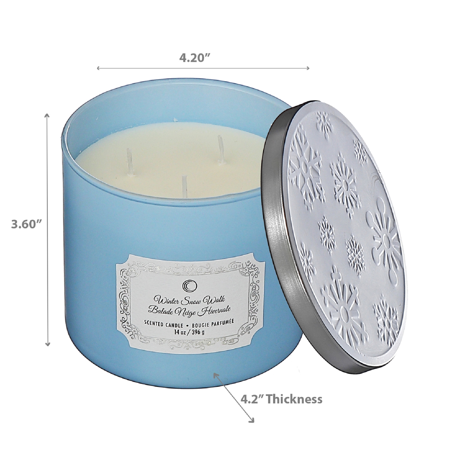 Bougie en pot à 14Oz 3 mèches de Noël de Maison concepts pour la promenade hivernale