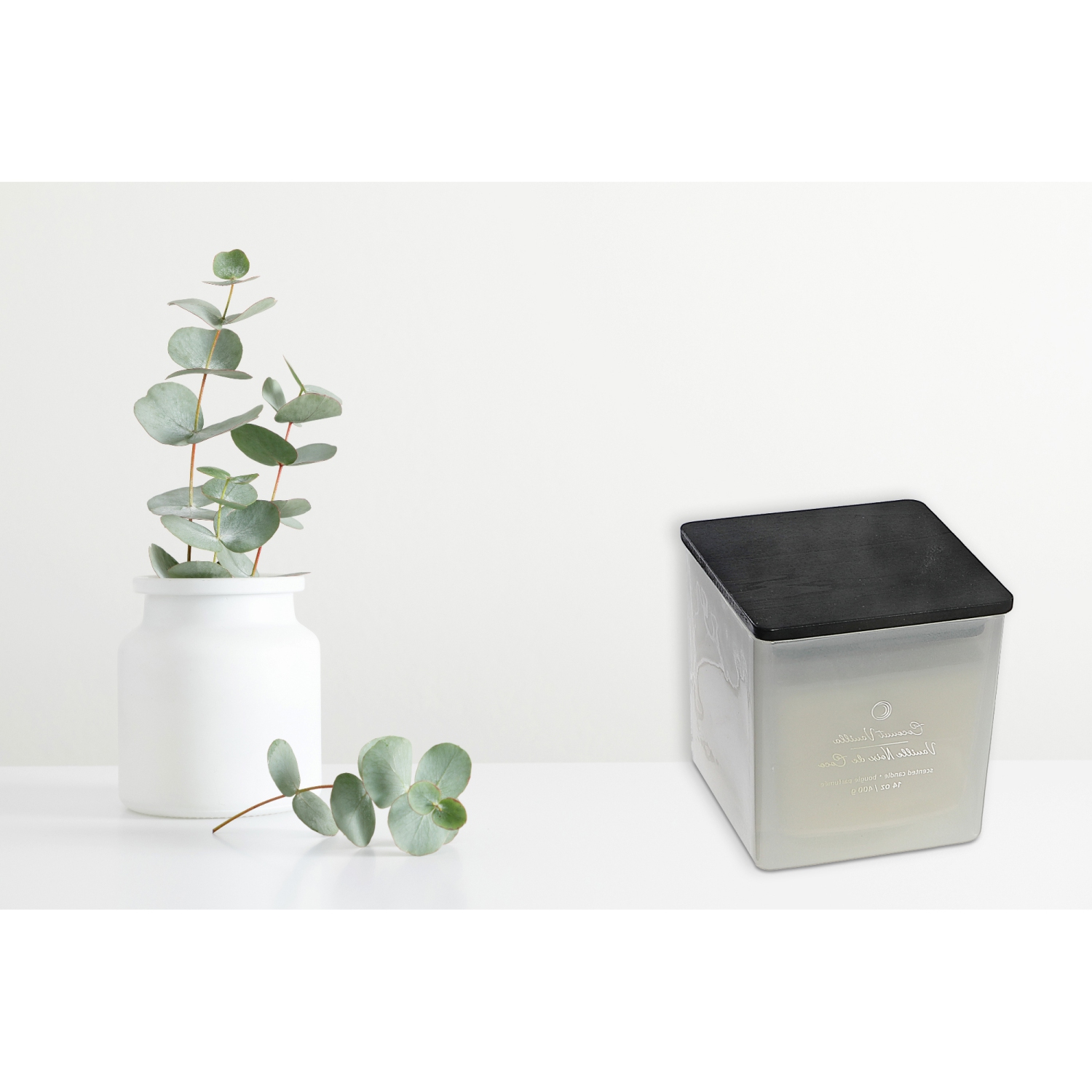 Maison concepts – bougie carrée très lustrée à 2 mèches 14Oz, vanille et noix de coco