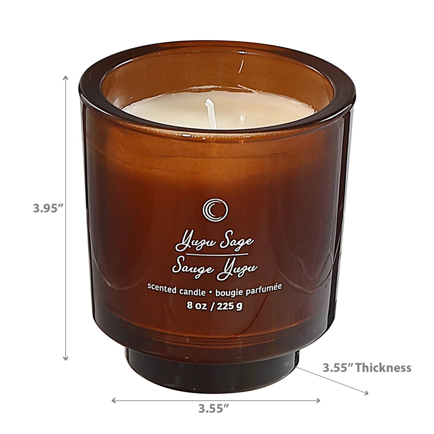 Bougie ronde très lustrée 8Oz de Maison concepts, sauge yuzu