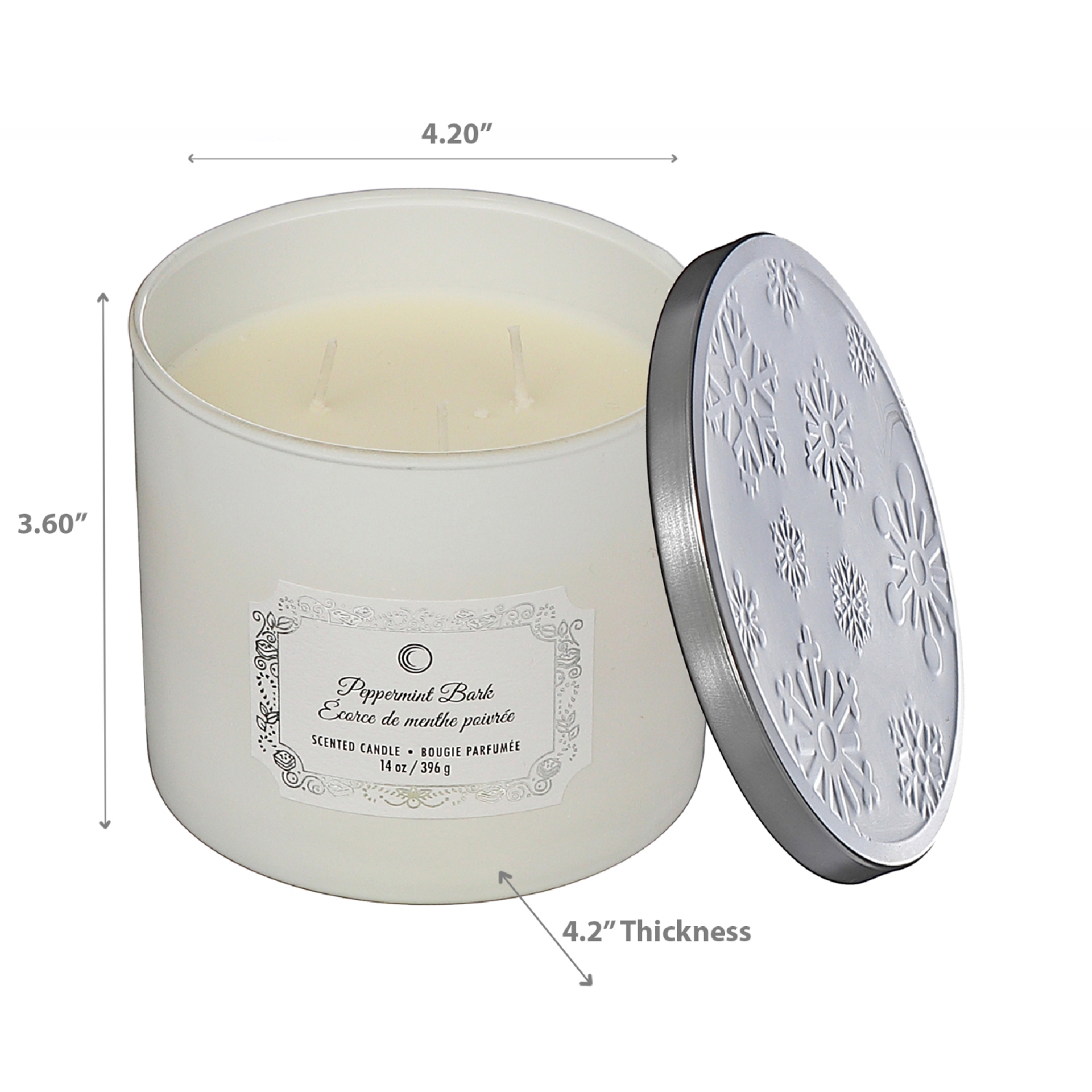 Maison Concepts Christmas 14Oz 3 Wick Jar Candle Peppermint Bark