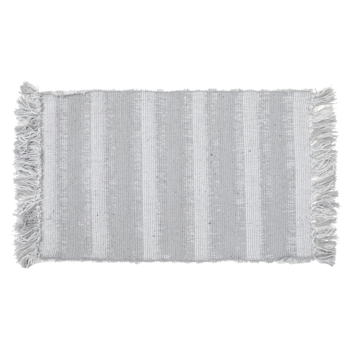 Tapis de bain en microfibre rayée avec franges, argenté 20 x 32 po de Maison concepts