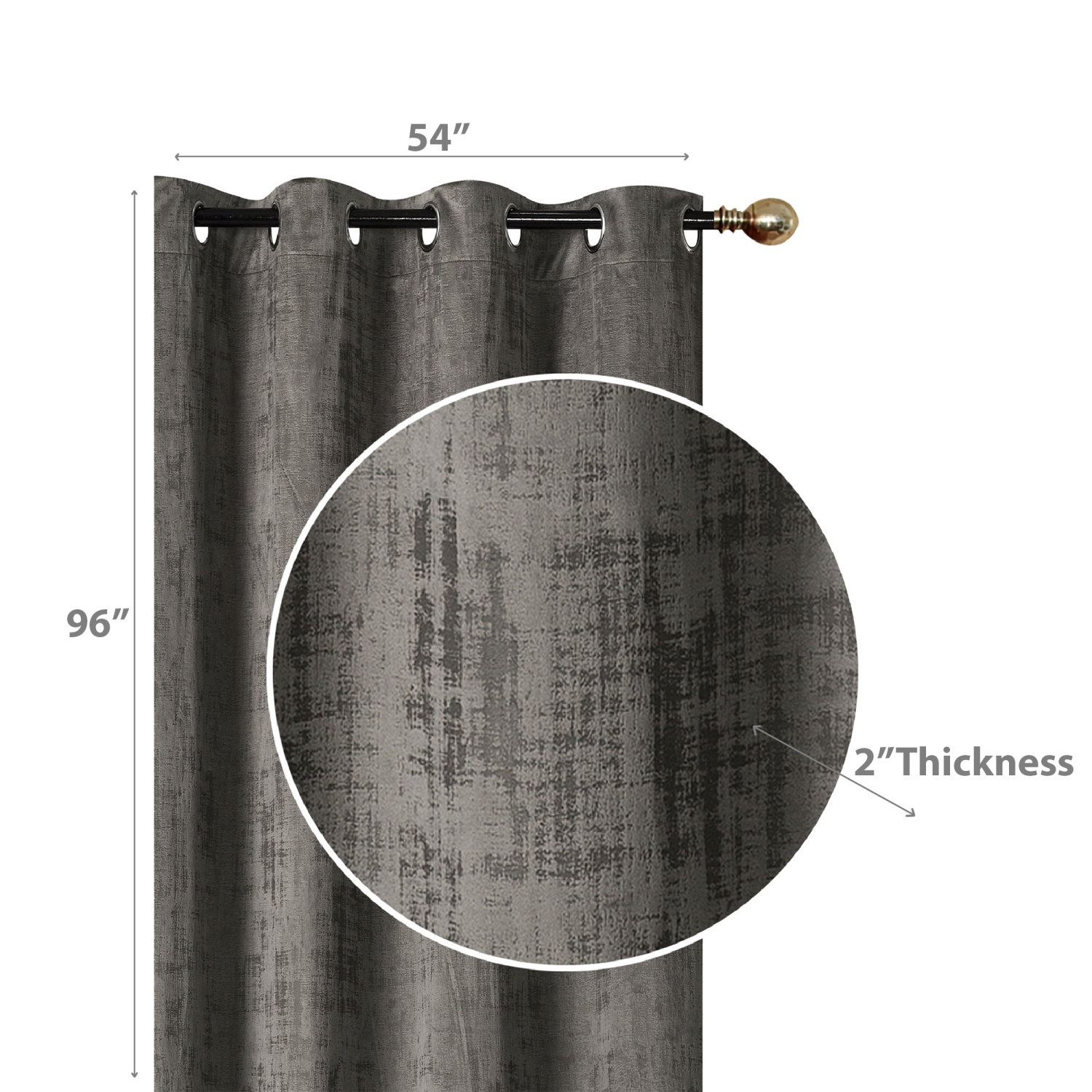 Maison Concepts Embossed Rubber Panel & Grommets Dark Grey - Set of 2