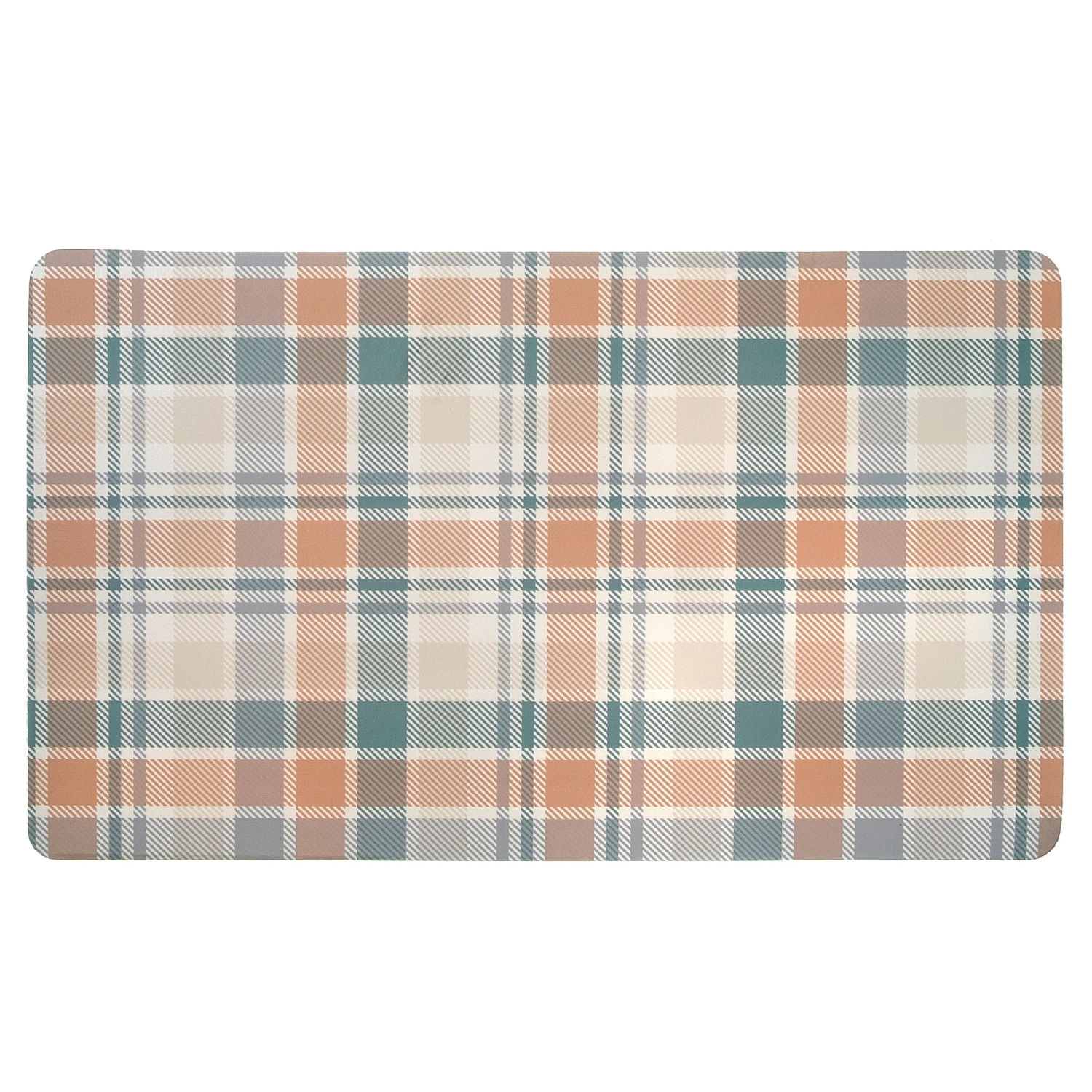 Maison Concepts Memory Foam Floor Mat Peachy Cream Plaid