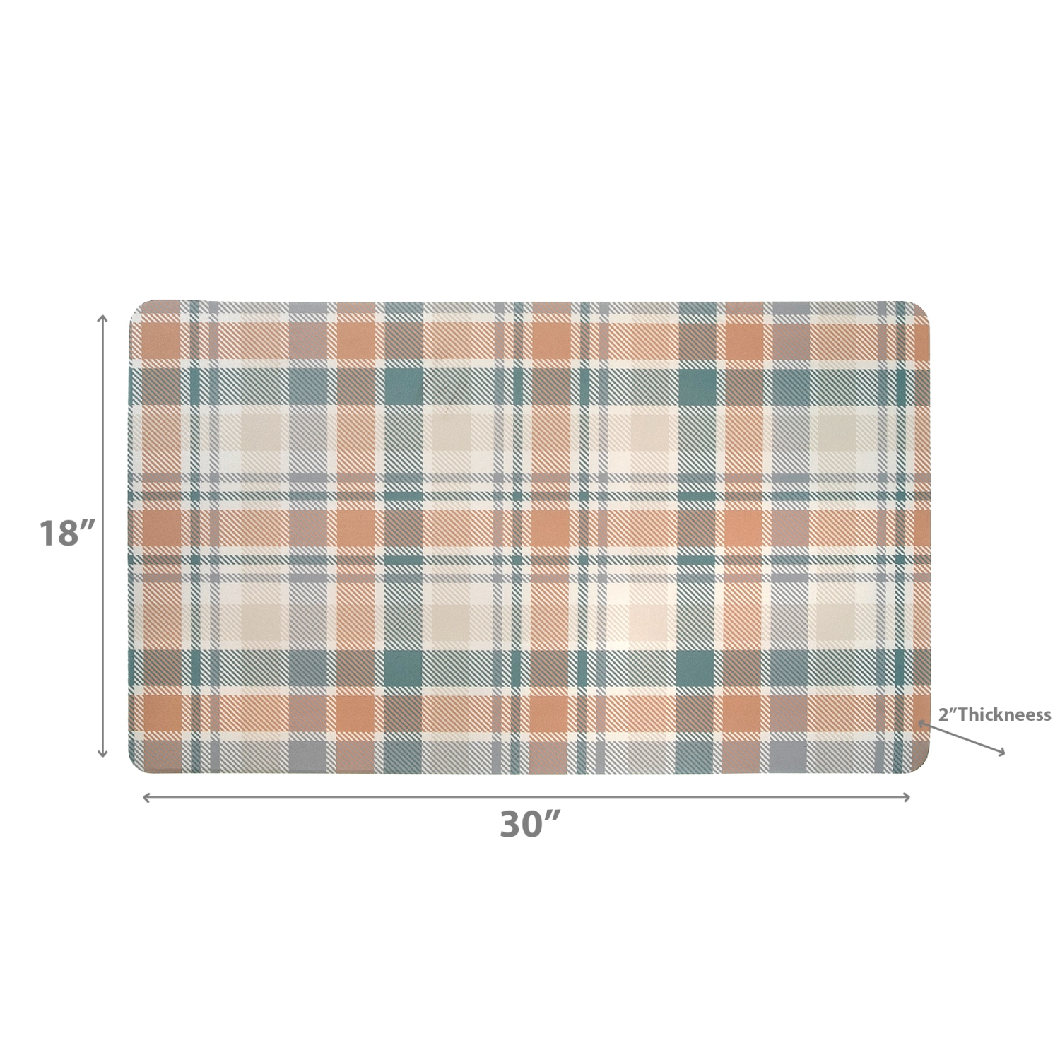 Maison Concepts Memory Foam Floor Mat Peachy Cream Plaid