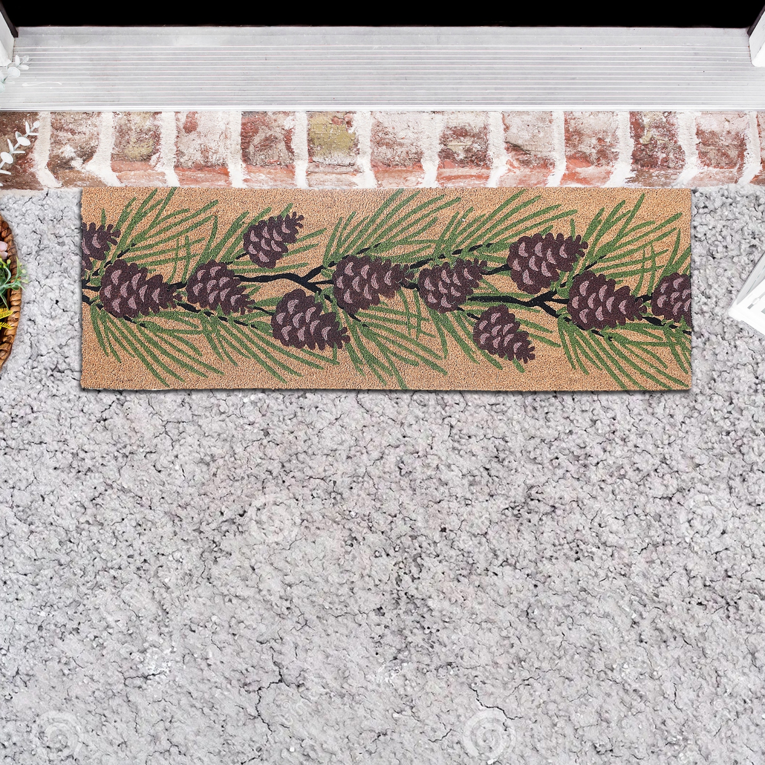 Tapis de porte de coco de Noël Pinecones de Maison concepts, 16 x 48 po