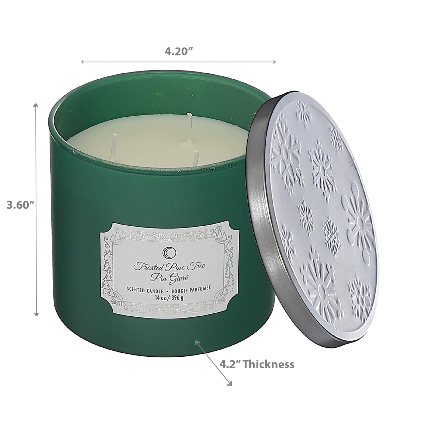 Maison Concepts Christmas 14Oz 3 Wick Jar Candle Frosted Pine Tree