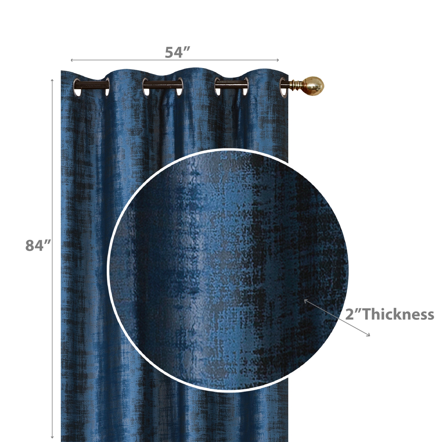 Panneau en caoutchouc gaufré et œillets bleu marine de Maison concepts - Ensemble de 2