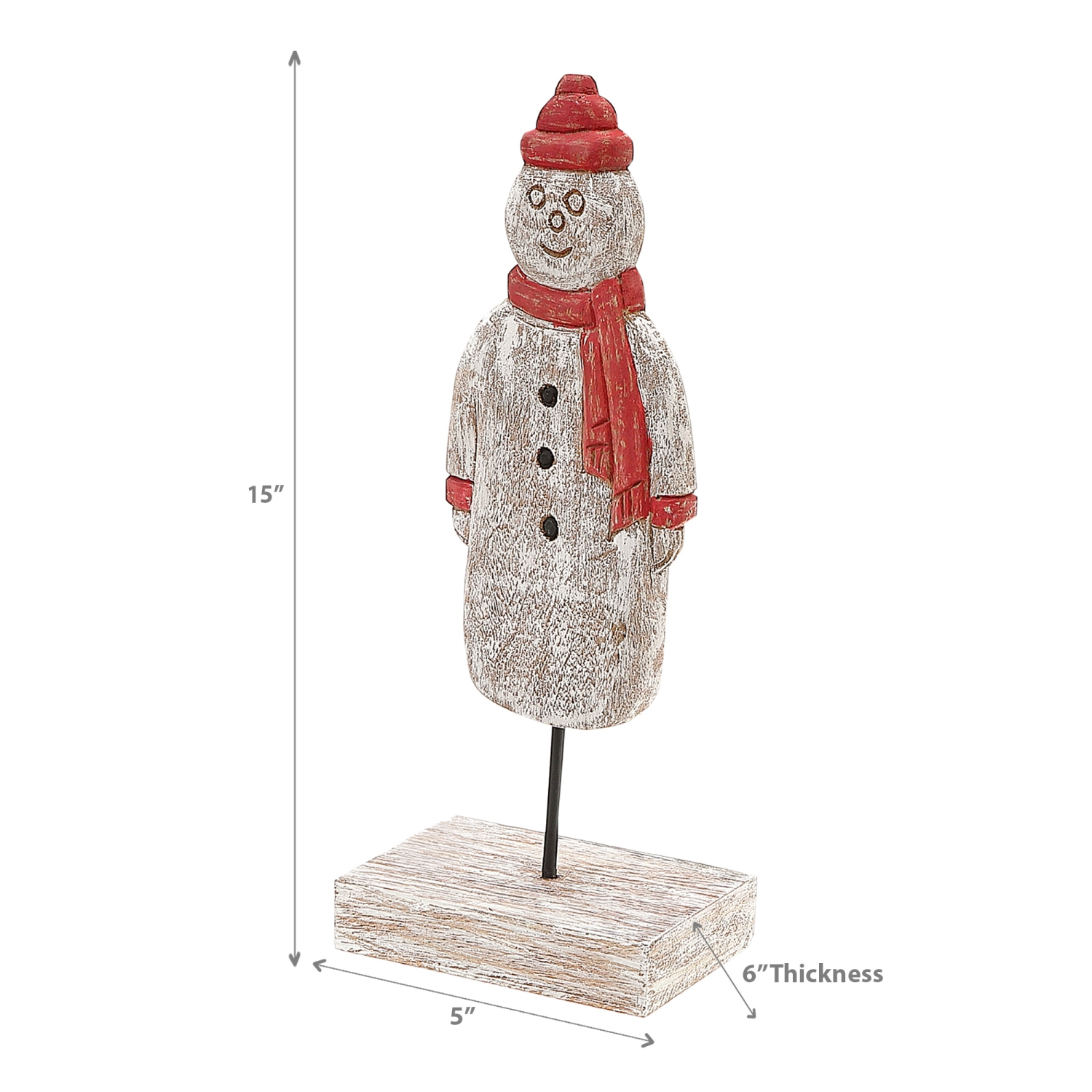 Figurine de bonhomme de neige en bois de Noël de Maison concepts avec foulard et tuque