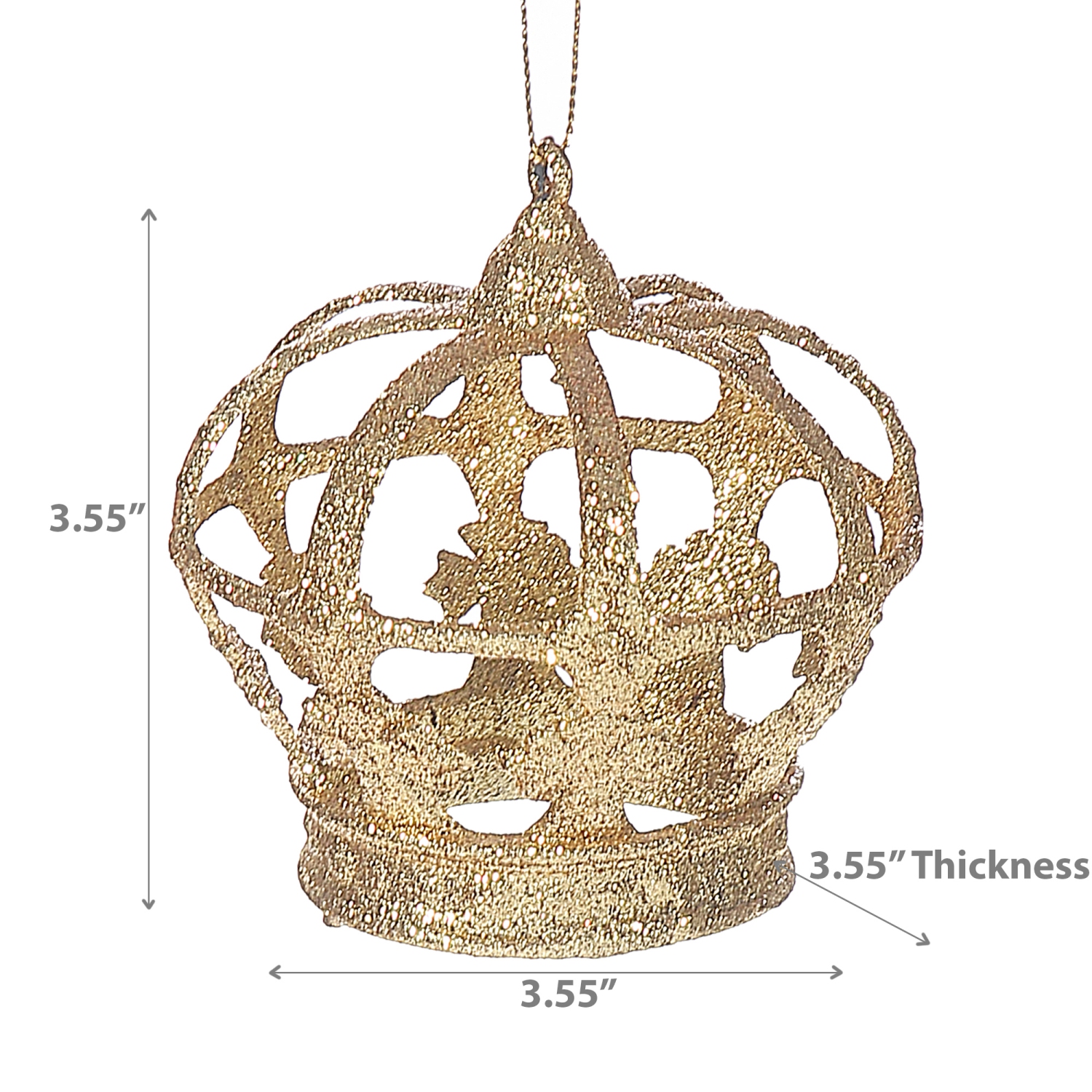 Maison Concepts Christmas Gold Glitter Ornament Crown - Set of 12