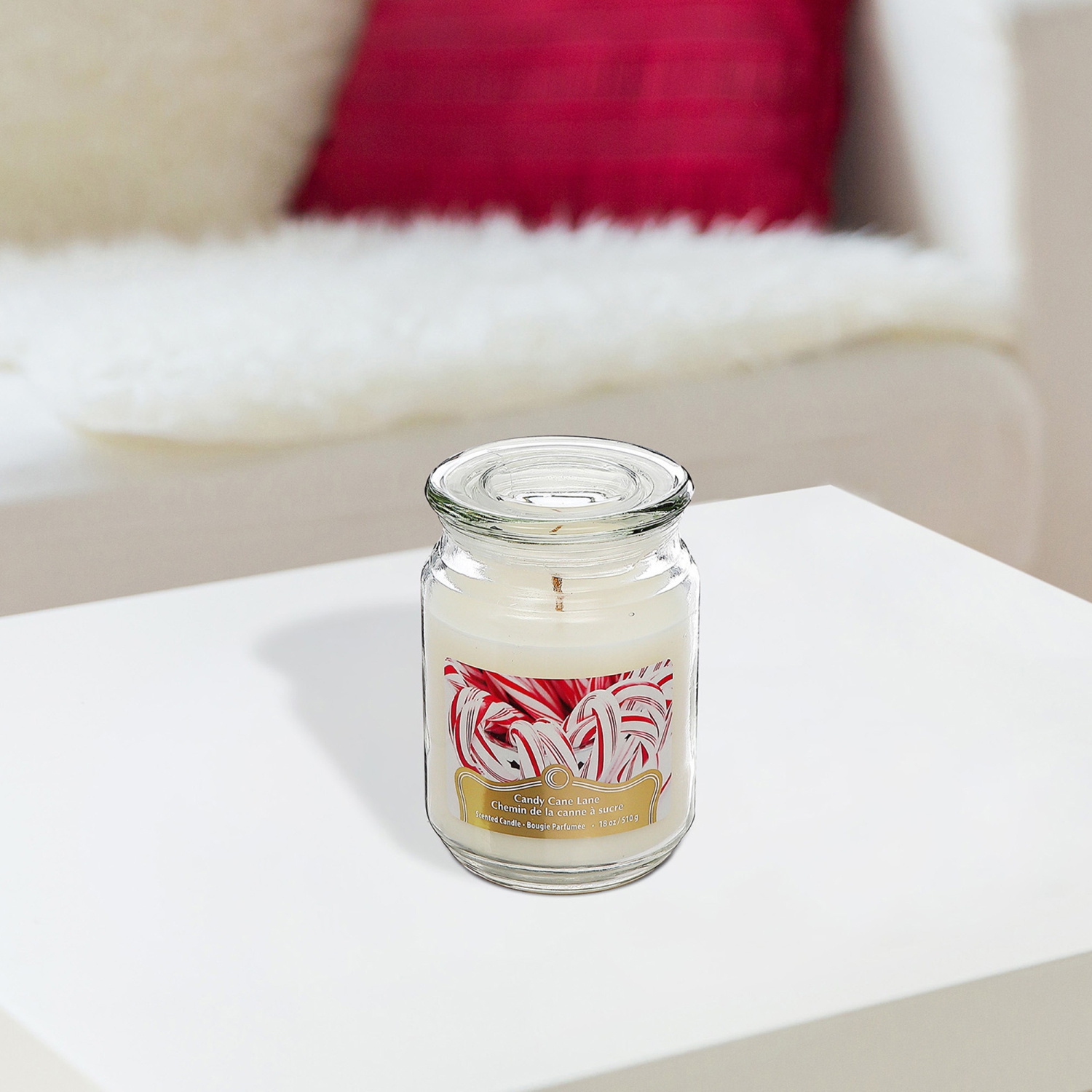 Bougie en pot parfumée en forme de canne de Noël 18 oz de Maison concepts - Ensemble de 2