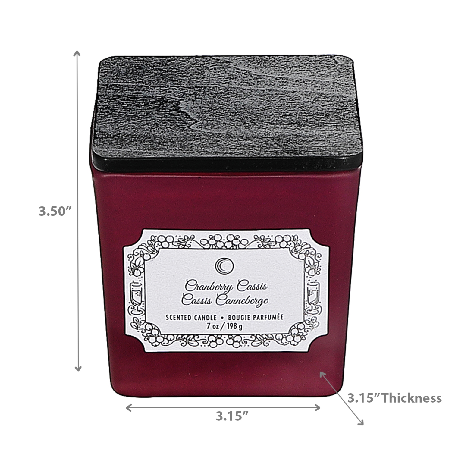 Maison Concepts Christmas 7Oz Square Candle Cranberry Cassis