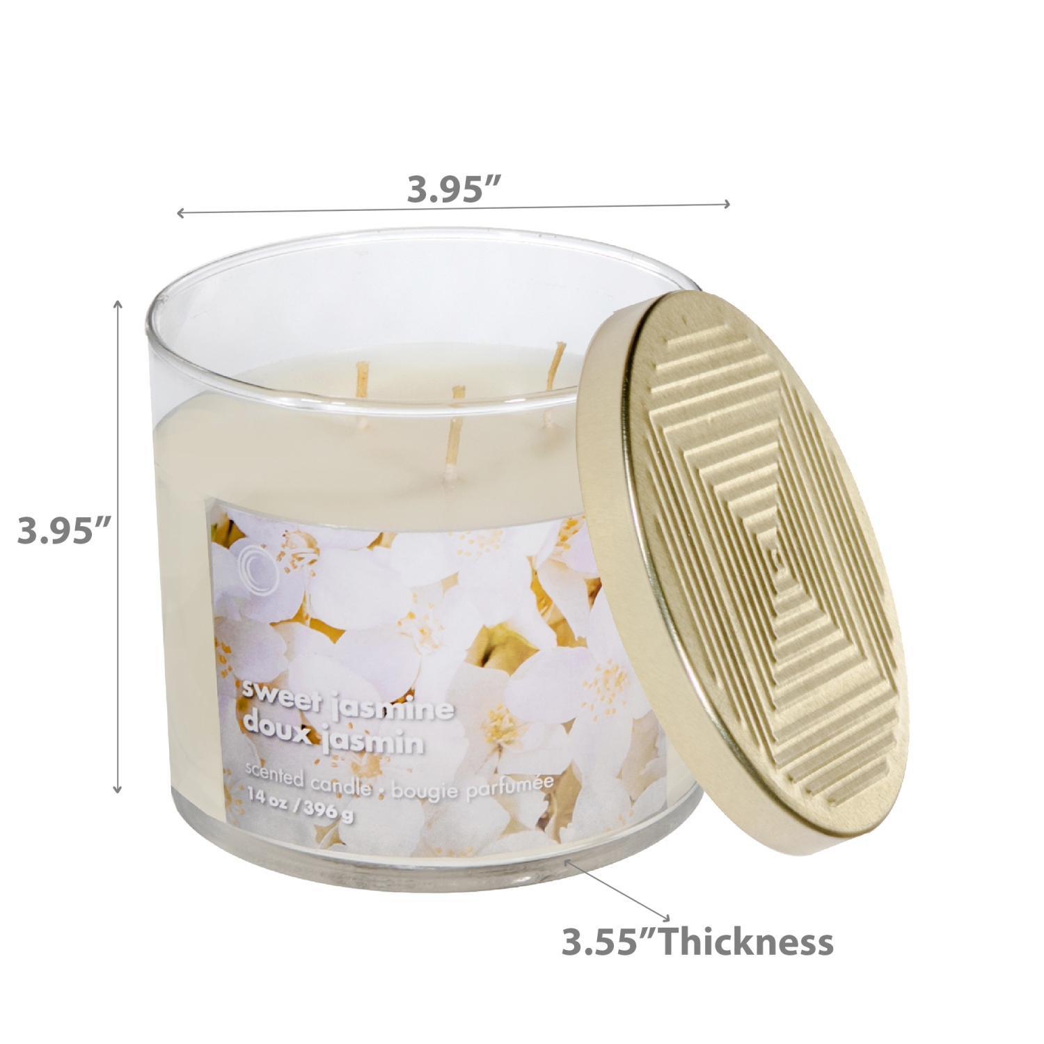 Maison Concepts 14 Oz 3 Wick Jar Candle With Lid Sweet Jasmine