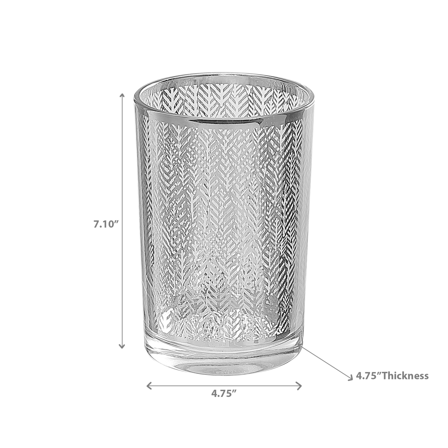 Maison Concepts Glass Candle Holder Silver Leaf