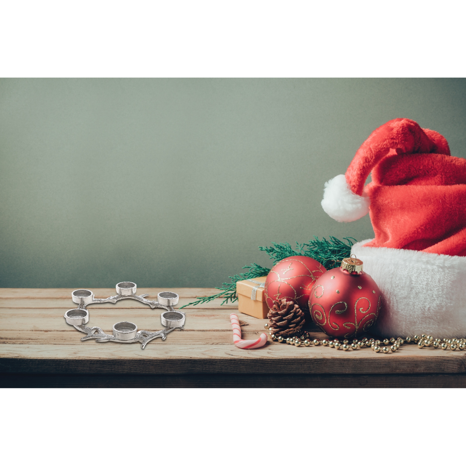 Maison Concepts Christmas Antler Wreath With 6 Tealight Holder