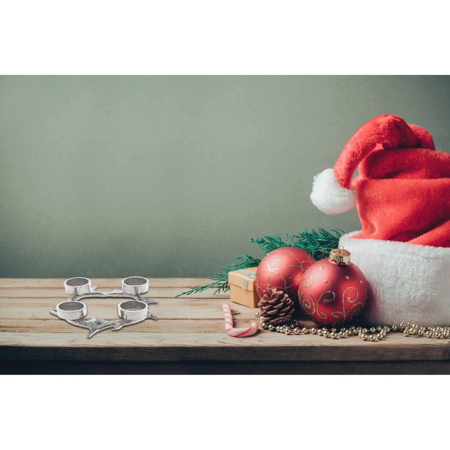 Maison Concepts Christmas Antler Wreath With 4 Tealight Holder