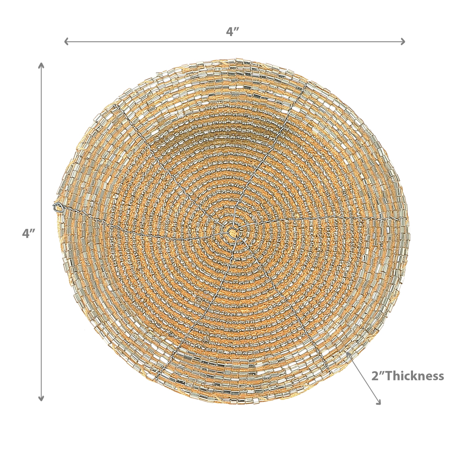 Maison Concepts Christmas Beaded Round Coaster Gold - Set of 6