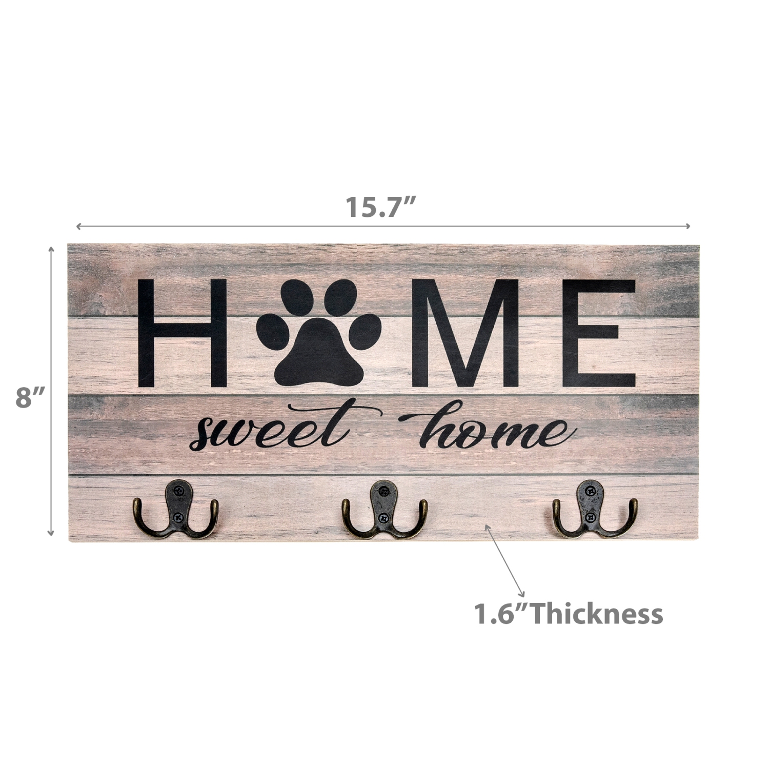 Maison Concepts Mdf Triple Wall Hook Home Sweet Home