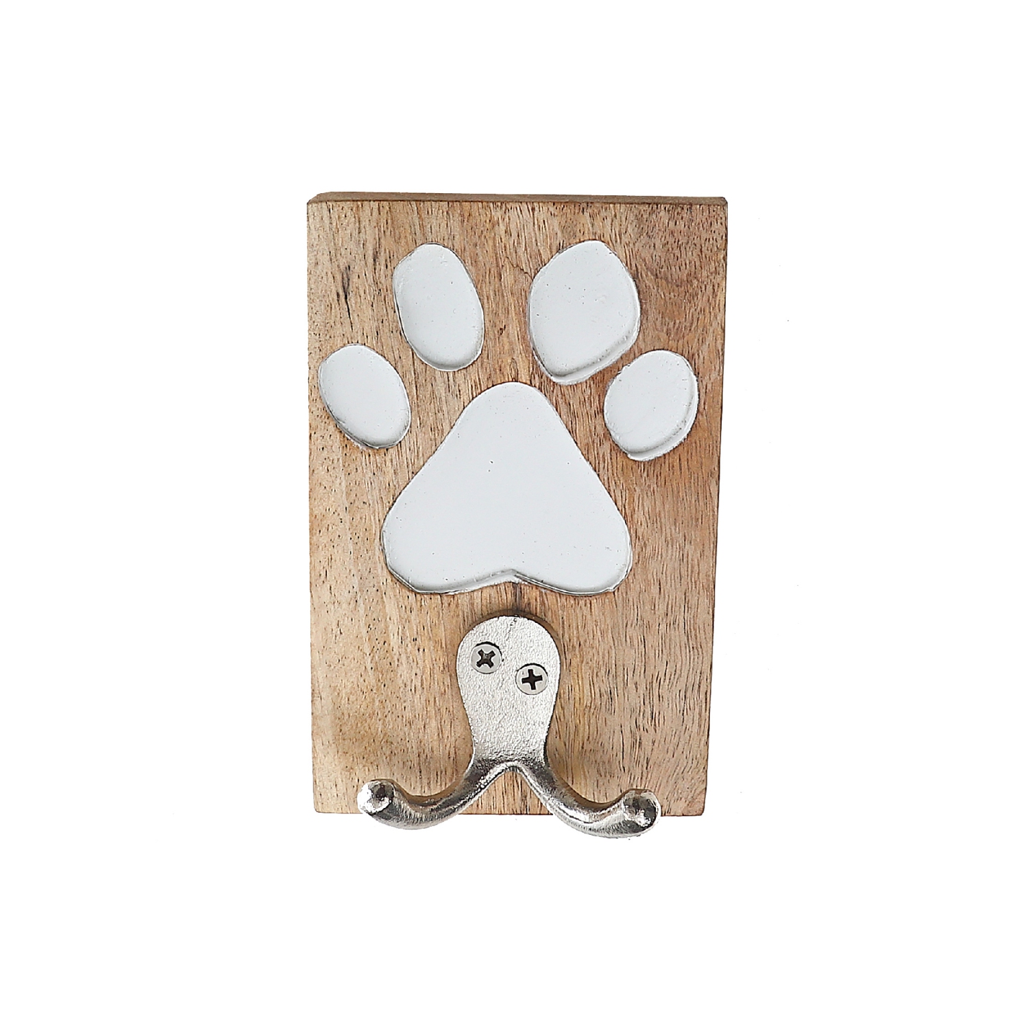 Maison Concepts Etched Wooden Paw With Double Prong Hook Nickel