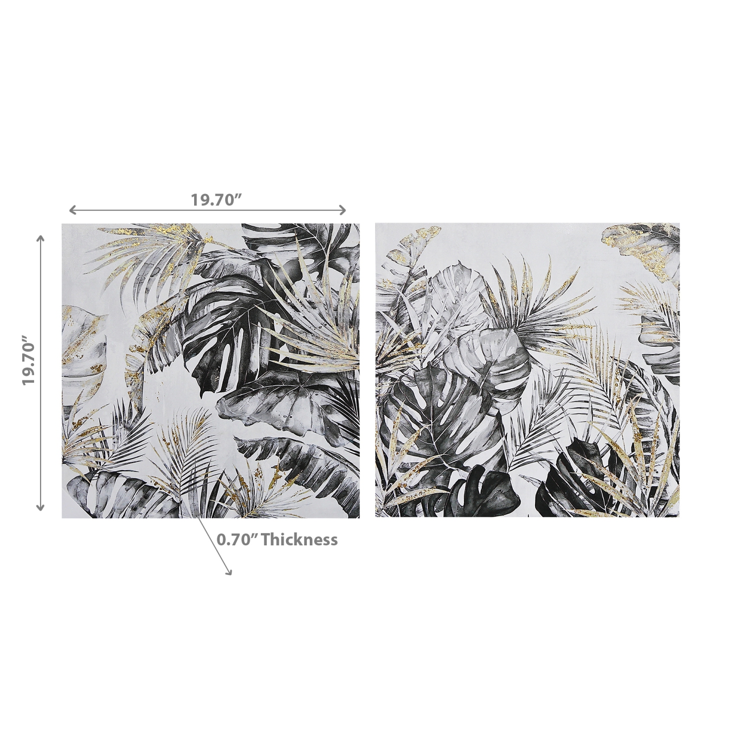 Maison Concepts Hand Painted Canvas Wall Art Golden Tropics - Set of 2
