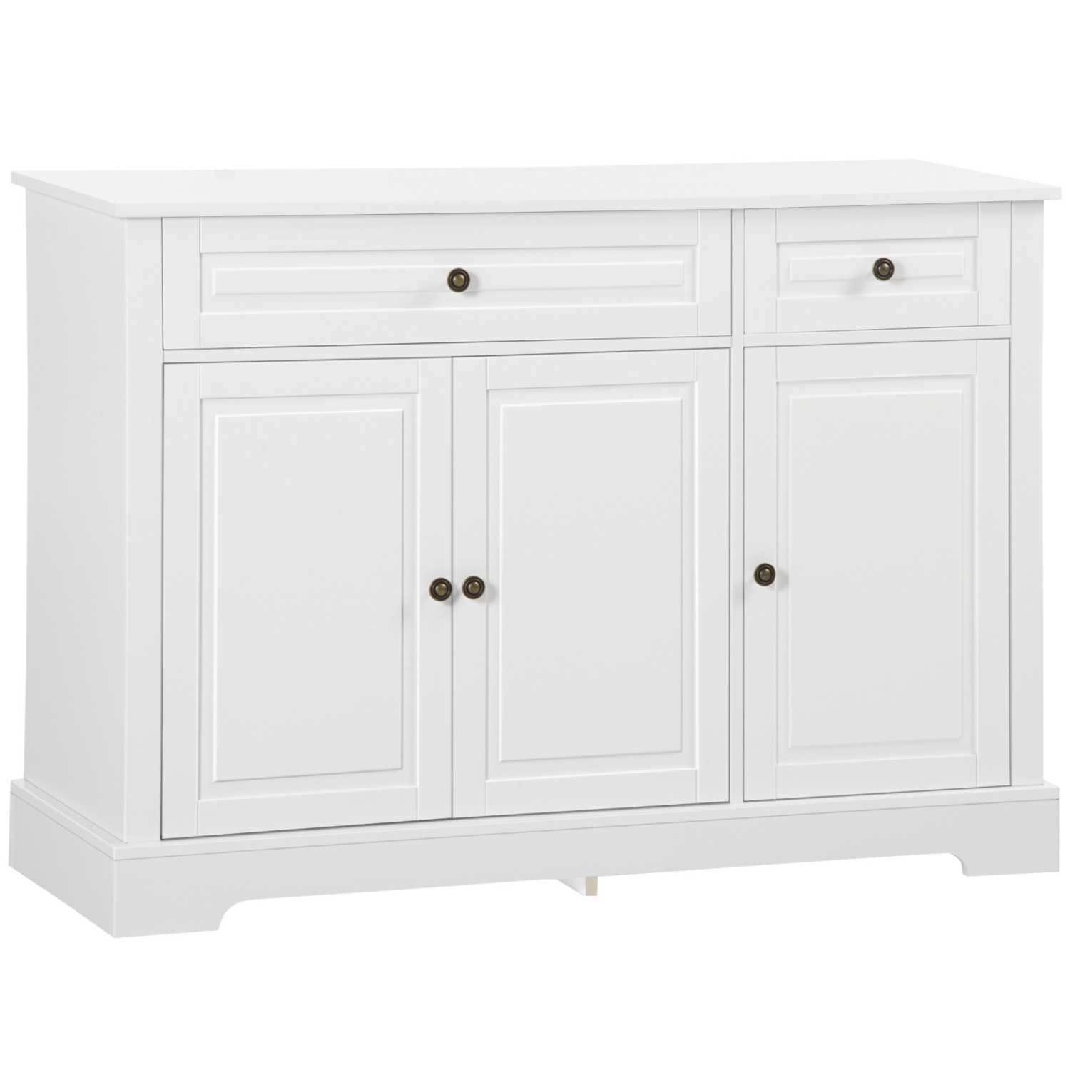 HOMCOM Sideboard Buffet Cabinet, Modern Kitchen Cabinet with 2 Drawers and Adjustable Shelves, Coffee Bar Cabinet, White