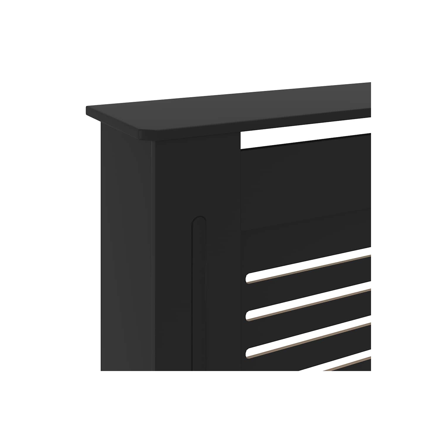 vidaXL Radiator Cover with Top Shelf, Hide Cluttered Pipes, MDF, 55.5-80.7''x7.5''x32.1'', Black