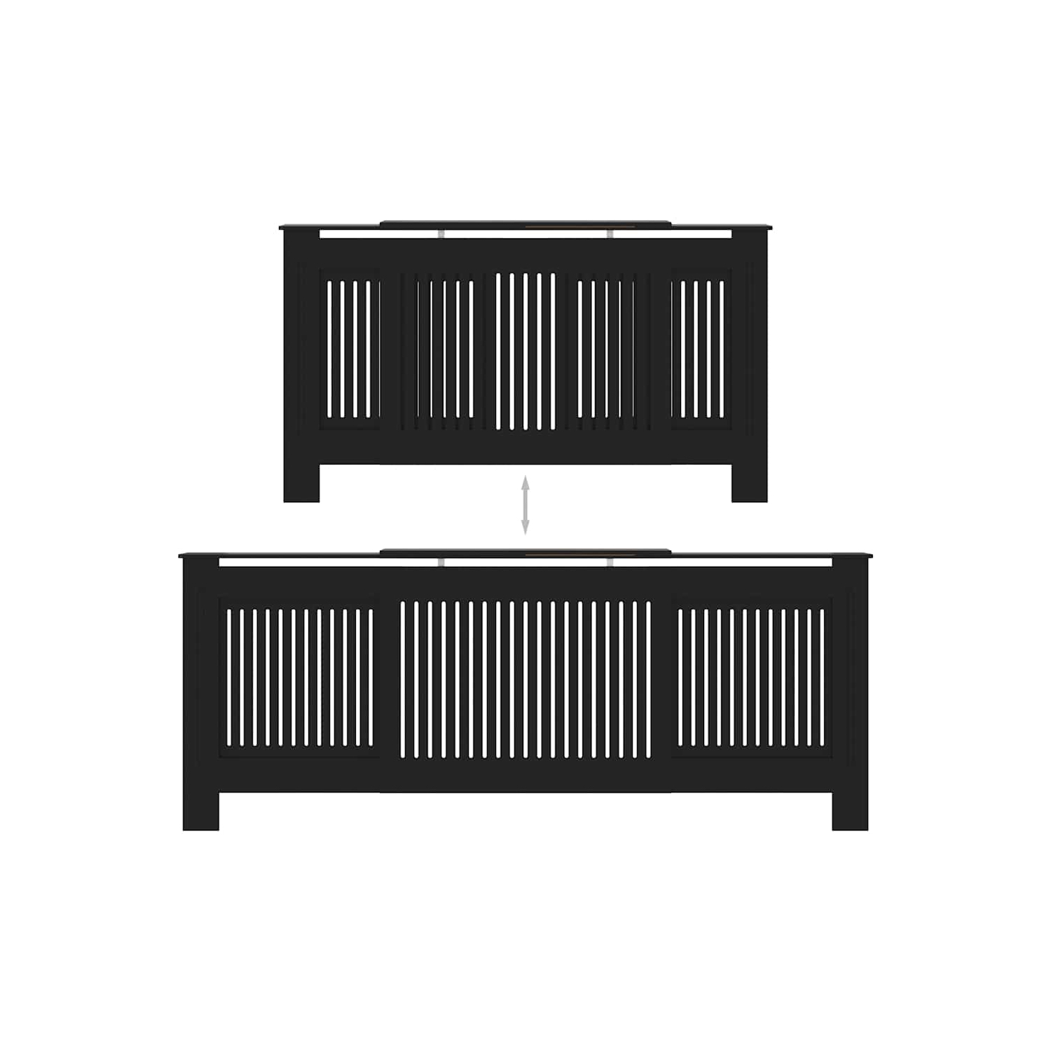 VidaXL – Housse de radiateur avec tablette de rangement supérieure, couvercle de radiateur, MDF, 55 7,5-7,5 x 80&nbsp;po, noir