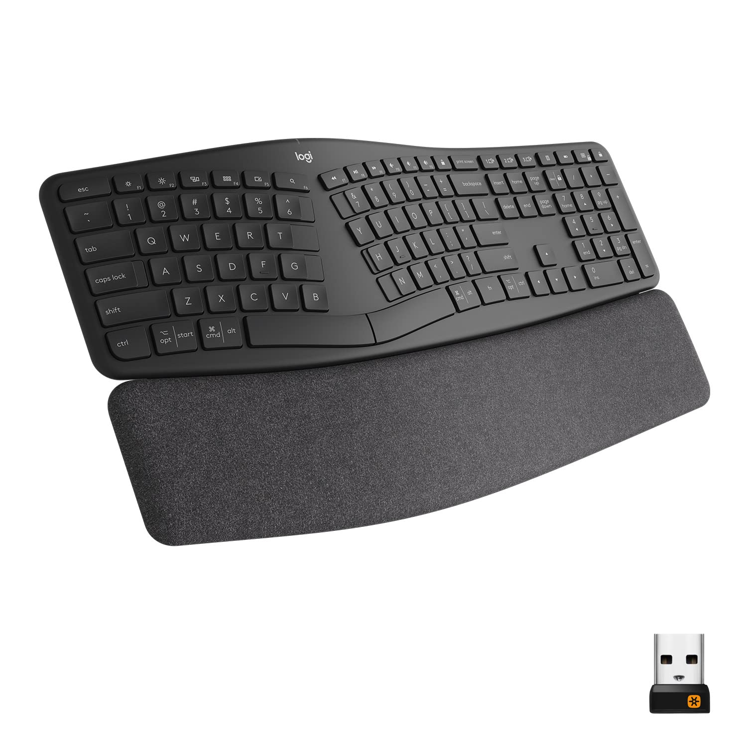 Logitech ERGO K860 Wireless Ergonomic Keyboard - Split Keyboard, Wrist Rest, Natural Typing, Stain-Resistant Fabric, Bluetooth and USB Connectivity, Compatible