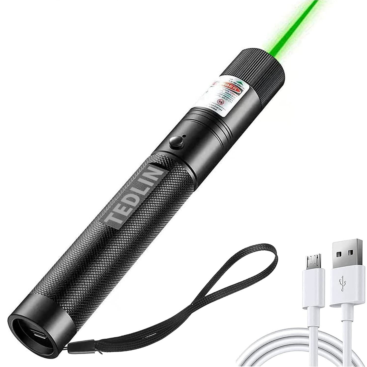 Laser Pointer USB Rechargeable High Power Long Range 10,000 ft Powerful Tactical Flashlight with Adjustable Focus Laser Pointer and Presentation and Game-FREE SHIPPING