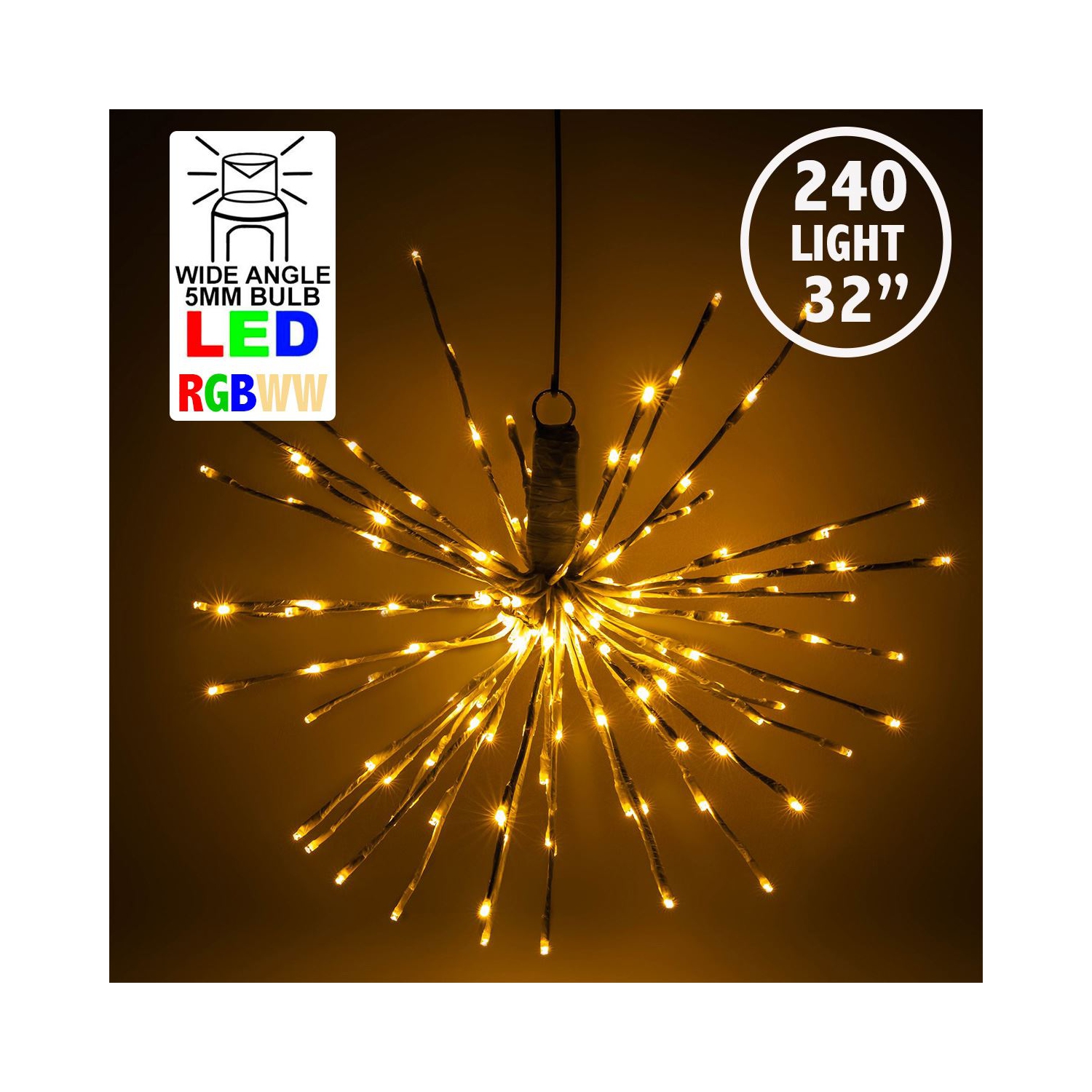 Lumières de fantaisie DEL RVB+WW lampes de branche Spritz avec télécommande, lumières de branche d'arbre artificielles pour décorations de fête