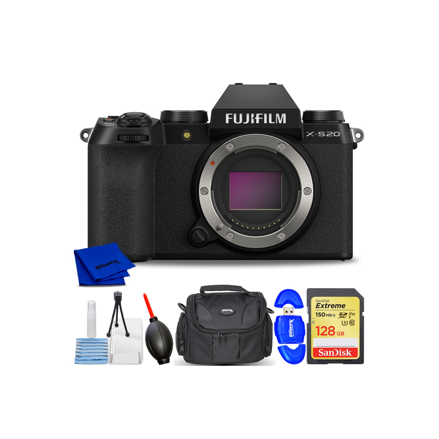 FUJIFILM X-S20 Mirrorless Camera (Body, Black) 16781852 - 7PC Accessory Bundle