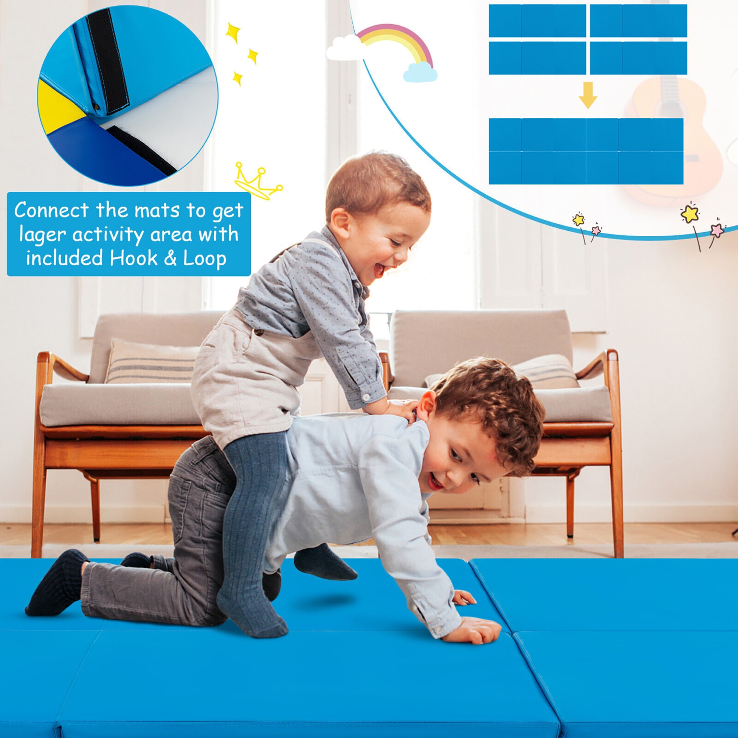 Gymax Tri-Fold Folding Exercise Mat 6 ft x 2 ft Portable Gymnastics Tumbling Mat Yoga