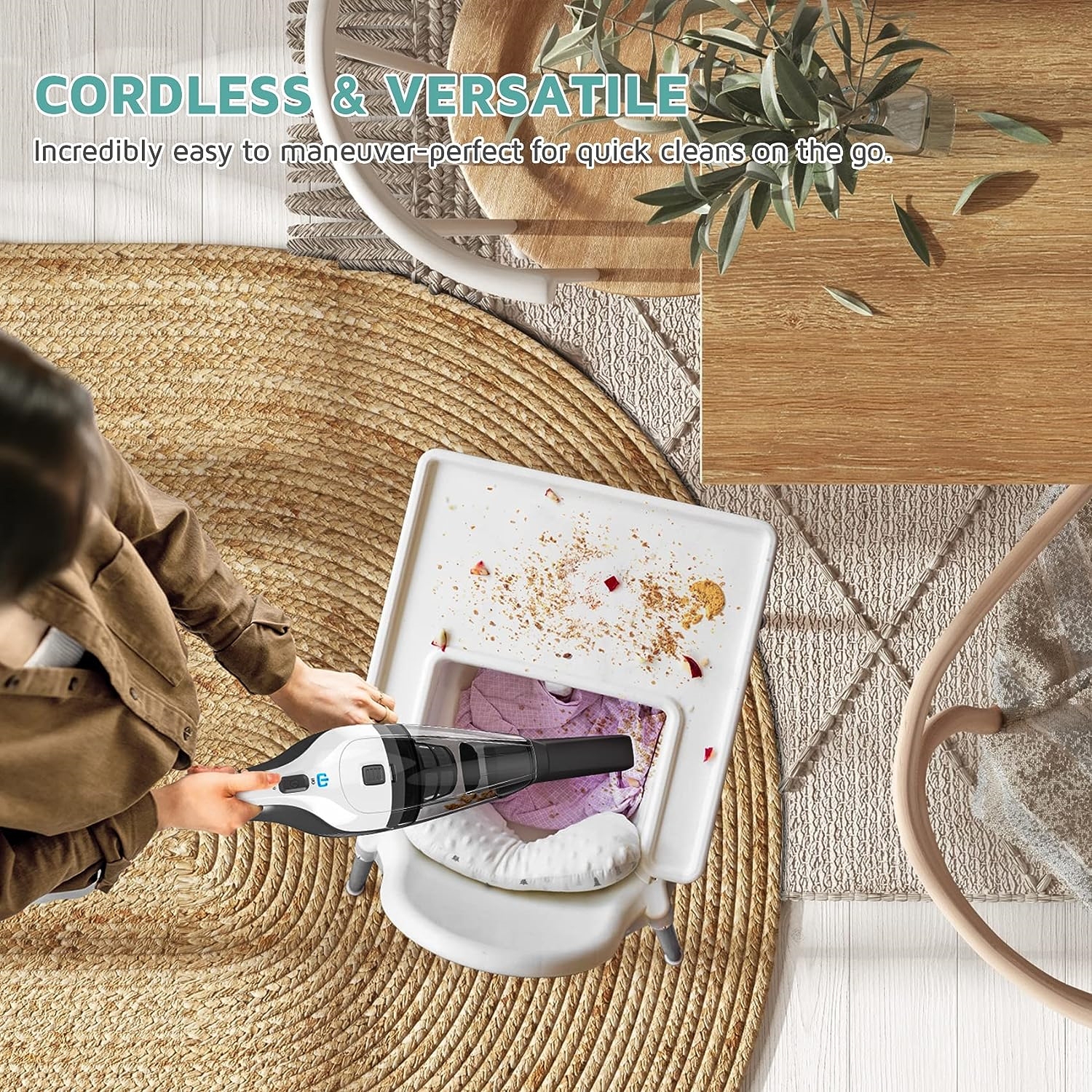 NIERBO Handheld Vacuum Cleaner, 8000Pa Strong Suction Portable Hand Vacum Cordless with 25-30Mins Long Runtime Rechargeable Battery Lightweight for