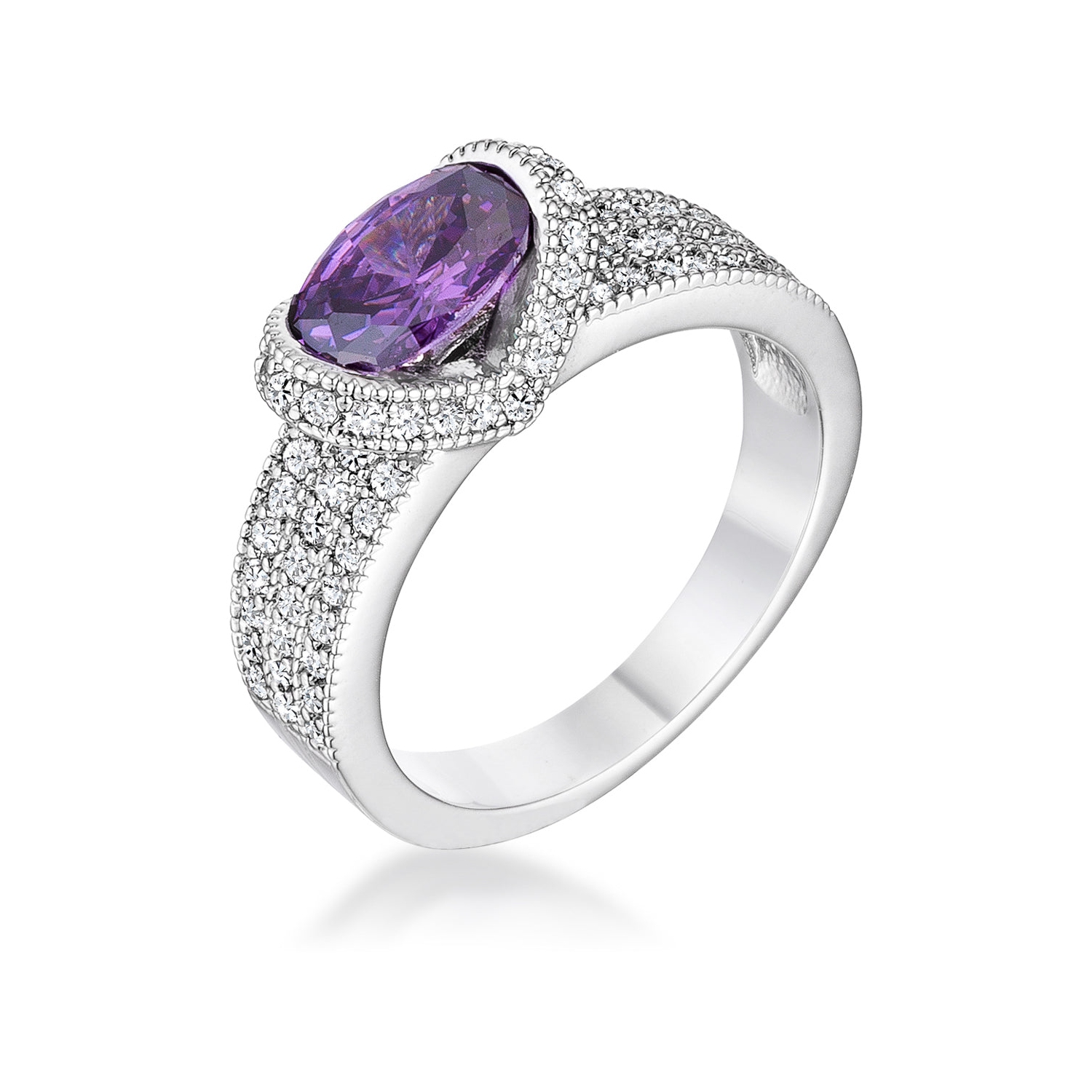 1.6 Ct Amethyst Oval CZ Ring