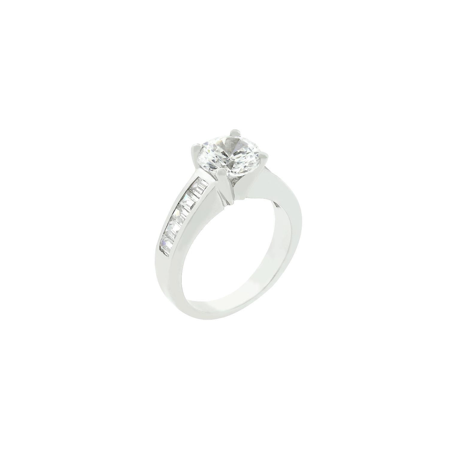 Classic Rhodium Plated Engagement Ring
