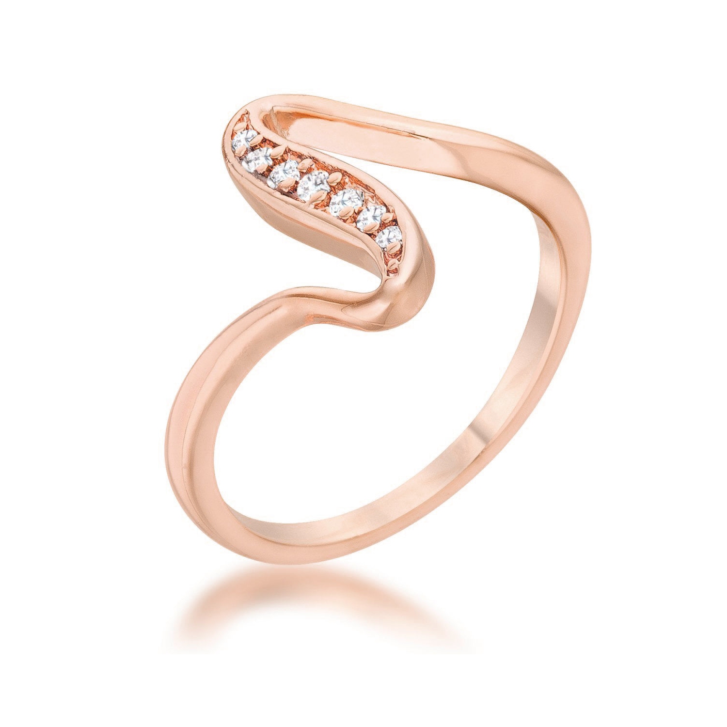 Sheryl 0.07ct CZ 14k Rose Gold Simple Wave Ring
